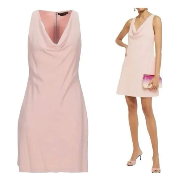 NWT alice + olivia Classics Harmony Racerback Cowl Neck ALine Blush Mini Dress 6